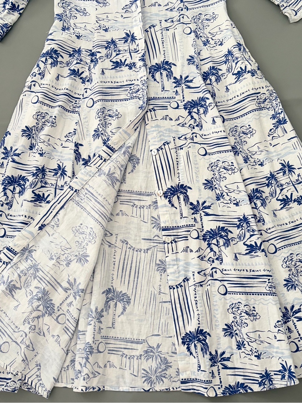 Calypso St. Barth Saint Tropez Linen Coastal Resort Midi Button Down Dress XS - Picture 9 of 16